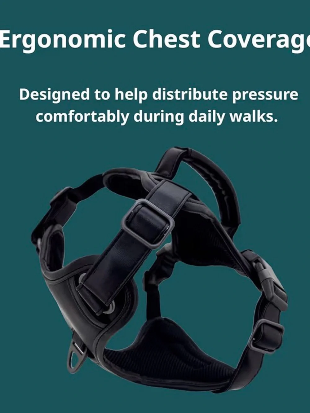 Premium Black Dog Harness for Large Breeds - Comfortable No-Pull Design